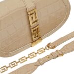 VERSACE CROC-EFFECT GRECA GODDESS SHOULDER BAG