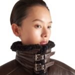 PRADA OVERSIZED SHEARLING JACKET IN COFFEE BLACK