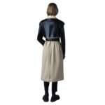 MACKAGE LEIKO MAXI TWO-TONED TWILL & LEATHER TRENCH