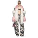 THE ATTICO DARK GREY AND MILK SHORT COAT