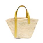 LOEWE BASKET BAG IN PALM LEAF AND CALFSKIN