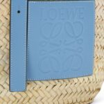 LOEWE BASKET BAG IN PALM LEAF AND CALFSKIN