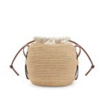 LOEWE BEEHIVE BASKET BAG IN RAFFIA AND CALFSKIN