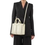 CHLOE SMALL WOODY TOTE BAG WITH STRAP MISTY IVORY