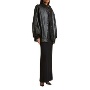 KHAITE THE FARRIS JACKET IN BLACK LEATHER