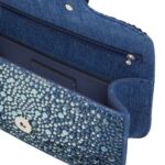 SMALL VALENTINO GARAVANI LOCÒ DENIM SHOULDER BAG WITH RHINESTONES