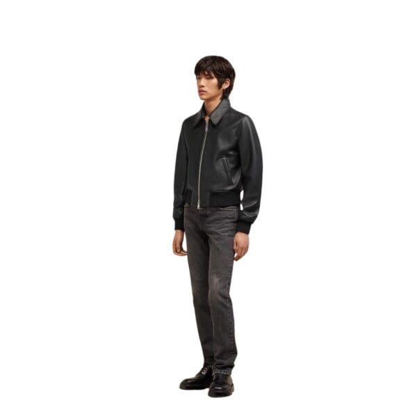 AMI ZIPPED LEATHER JACKET