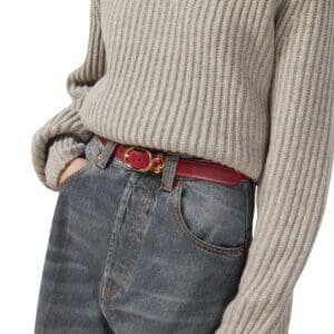 GUCCI BELT WITH ROUND INTERLOCKING G IN RED