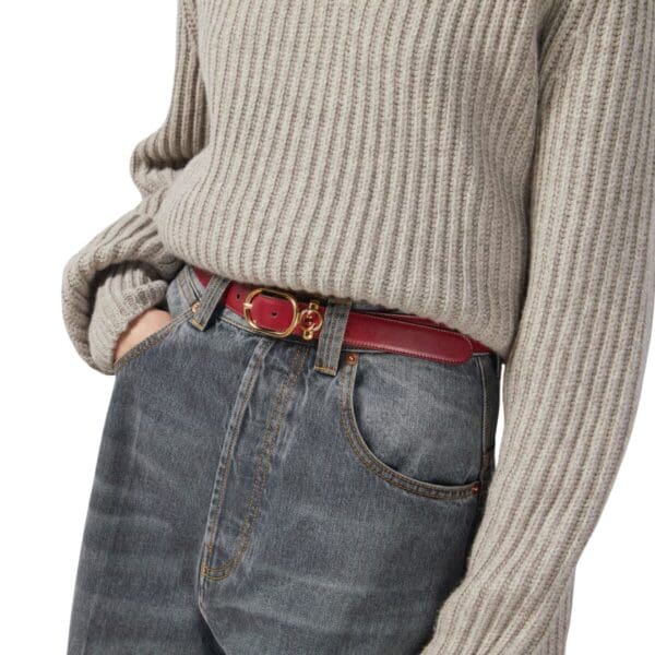 GUCCI BELT WITH ROUND INTERLOCKING G IN BLACK