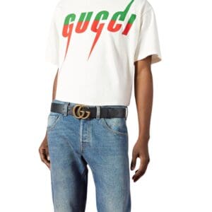 GUCCI GG MARMONT LEATHER BELT WITH SHINY BUCKLE
