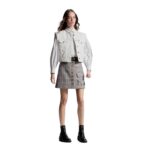 LOUIS VUITTON LEATHER TRIM CHECK MINI SKIRT