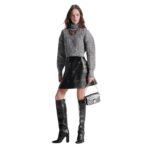 LOUIS VUITTON TIERED SNAP BUTTON LEATHER SKIRT