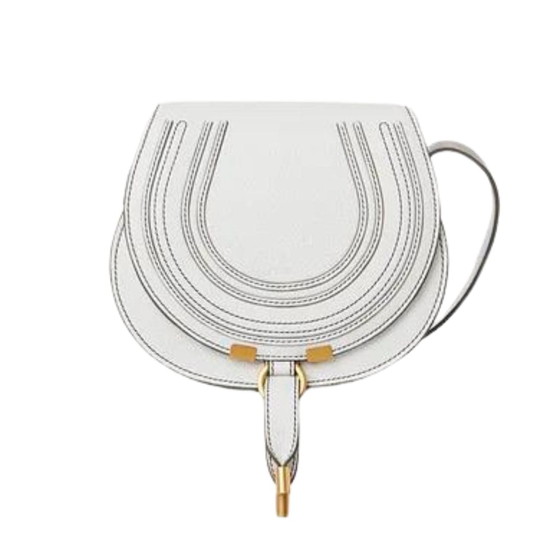 CHLOE MARCIE SMALL SADDLE BAG CRYSTAL WHITE