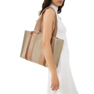 CHLOE MEDIUM WOODY TOTE BAG SOFT TAN
