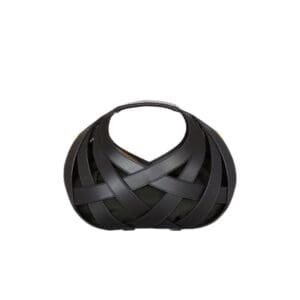 BALMAIN CALFSKIN BASKET BAG WITH AN OPENWORK GRID MOTIFI