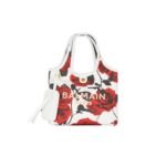 BALMAIN CANVAS B-ARMY MINI GROCERY BAG WITH A ROSES PRINT