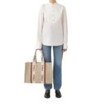 CHLOE LARGE WOODY TOTE BAG WHITE & BROWN