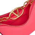 VALENTINO GARAVANI VLOGO MOON MINI HOBO BAG IN NAPPA LEATHER WITH CHAIN