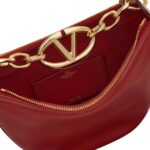VALENTINO GARAVANI VLOGO MOON MINI HOBO BAG IN NAPPA LEATHER WITH CHAIN