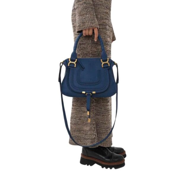 CHLOE MARCIE SMALL DOUBLE CARRY BAG DEEP DENIM - Image 6