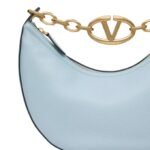 VALENTINO GARAVANI SMALL VLOGO MOON HOBO BAG IN GRAINY CALFSKIN WITH CHAIN