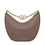 VALENTINO GARAVANI VLOGO MOON MEDIUM GRAINY CALFSKIN HOBO BAG WITH CHAIN