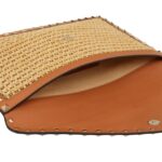 VALENTINO GARAVANI ROCKSTUD RAFFIA CLUTCH BAG