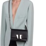SANTONI BLACK LEATHER CROSSBODY BAG