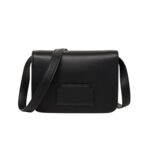 SANTONI BLACK LEATHER CROSSBODY BAG