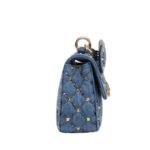 VALENTINO GARAVANI SMALL ROCKSTUD SPIKE EMBROIDERED DENIM BAG