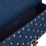 VALENTINO GARAVANI ROCKSTUD SPIKE DENIM SHOULDER BAG