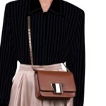 SANTONI BROWN LEATHER CROSSBODY BAG