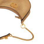 VALENTINO GARAVANI VLOGO SIGNATURE MINI HOBO BAG IN METALLIC GRAINY CALFSKIN