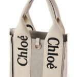 CHLOE SMALL WOODY TOTE BAG COTTON GREY