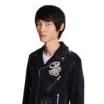 BALMAIN DENIM BIKER JACKET