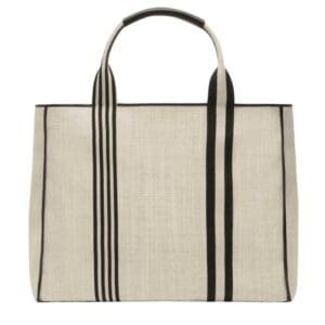 VALEXTRA BROWN FABRIC LARGE TOTE BAG