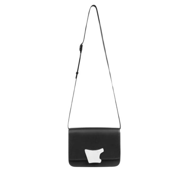 SANTONI BLACK LEATHER CROSSBODY BAG