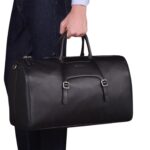 SANTONI BLACK LEATHER WEEKEND BAG