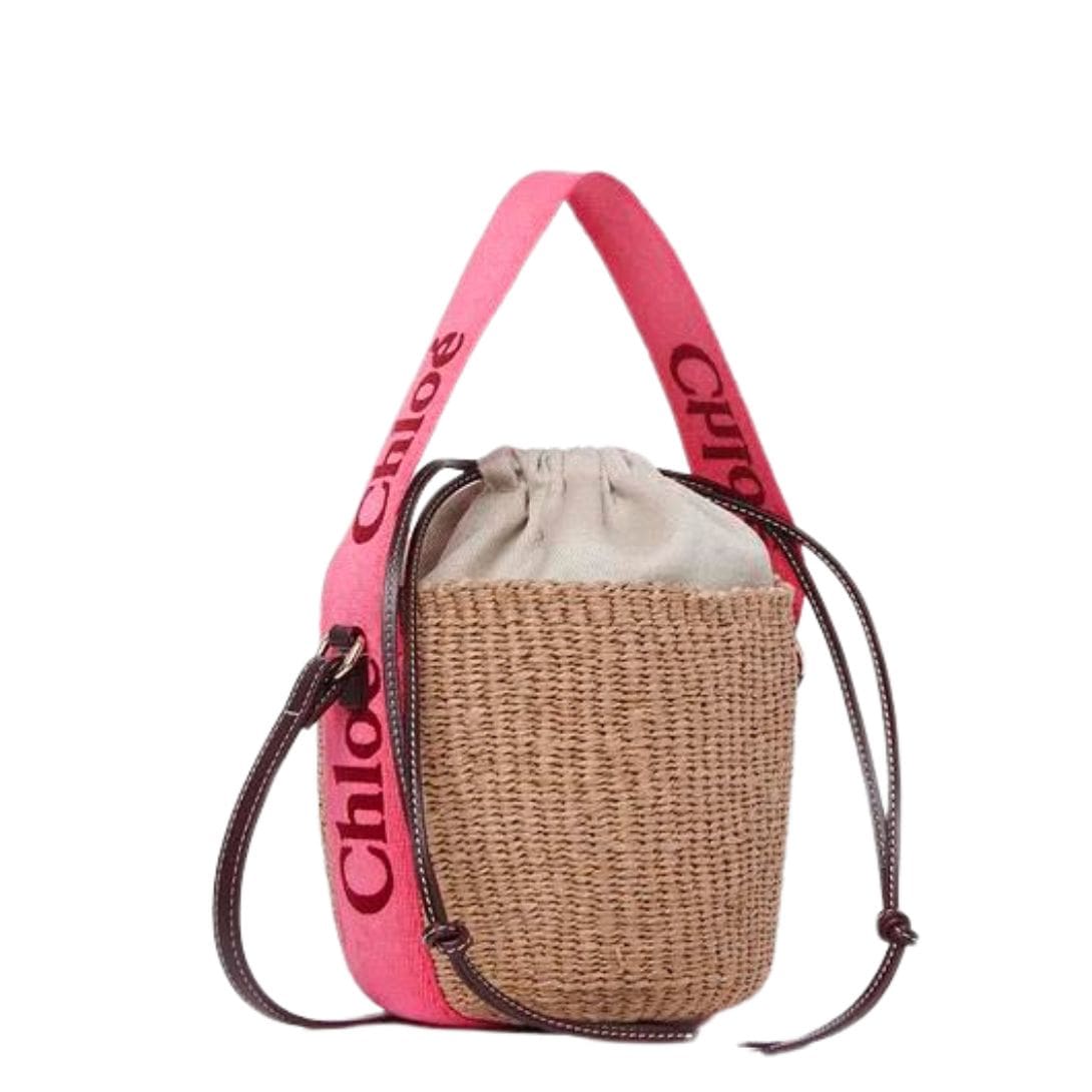 CHLOE SMALL WOODY BASKET PINK & RED