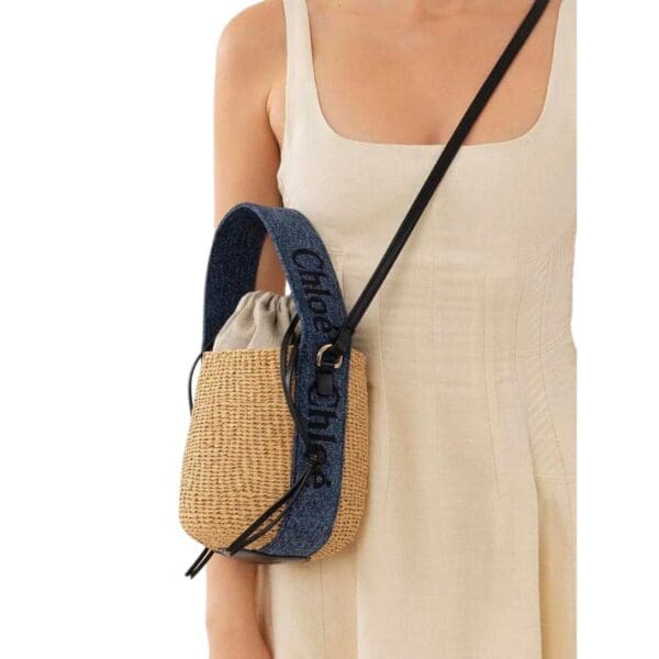 CHLOE SMALL WOODY BASKET DENIM