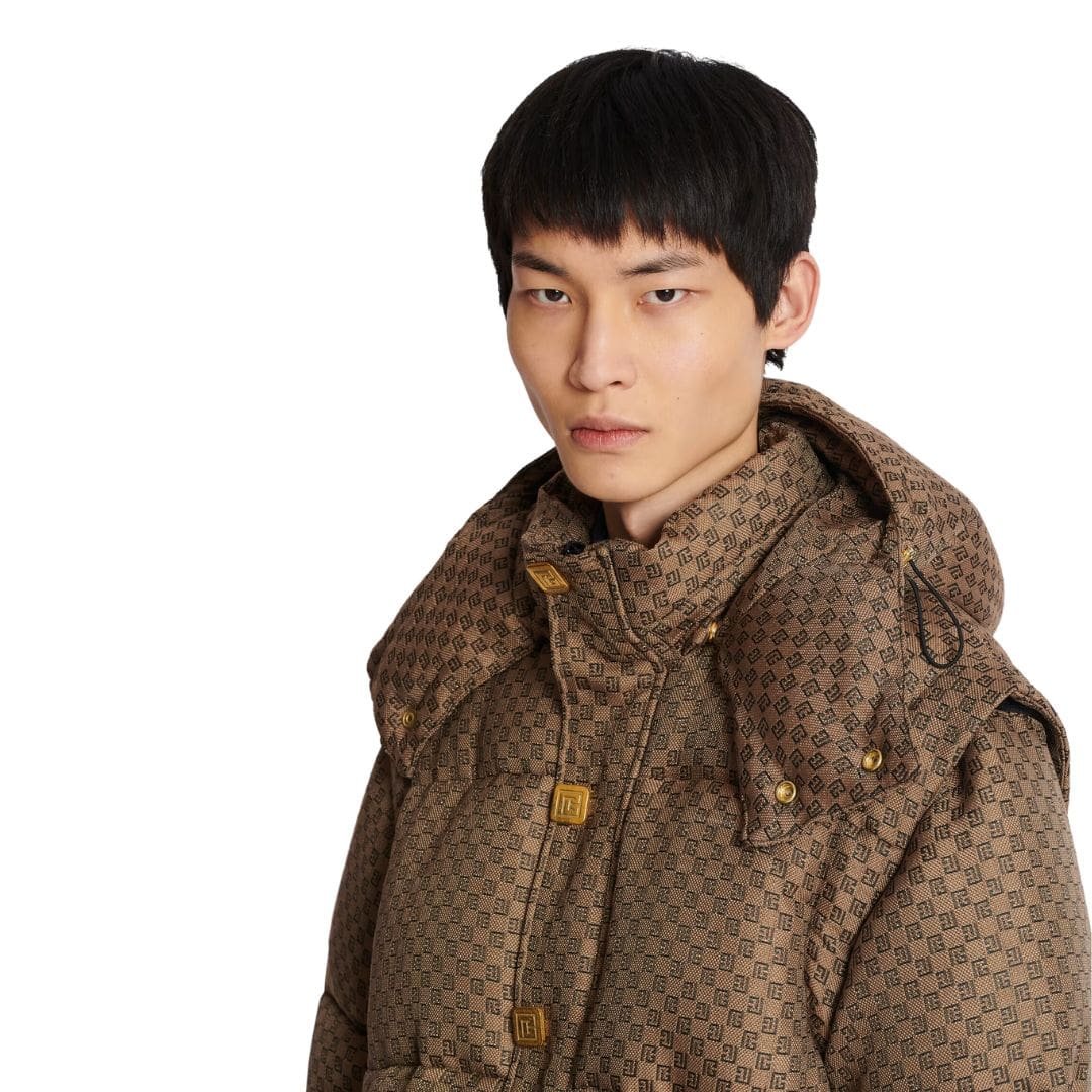 BALMAIN MINI MONOGRAMMED DOWN JACKET