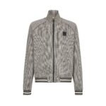  BALMAIN MINI MONOGRAMMED JACQUARD ZIPPED JACKET