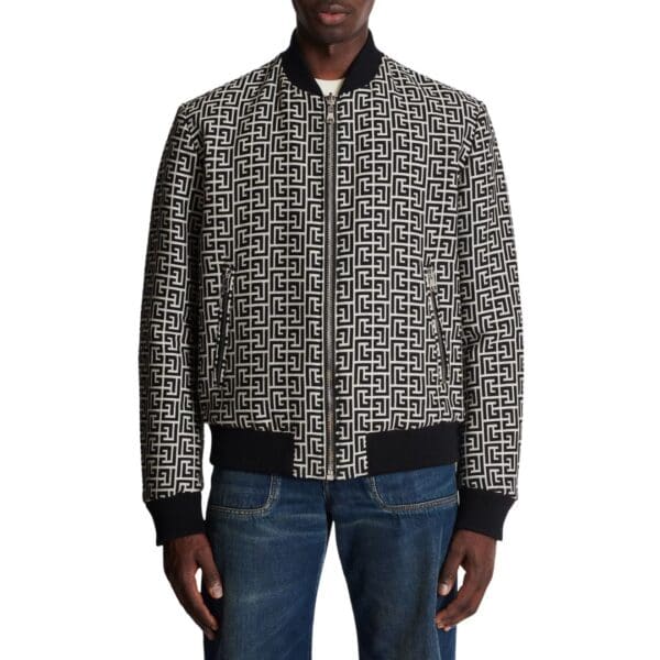  BLAMAIN REVERSIBLE COTTON BOMBER JACKET WITH BALMAIN MONOGRAM