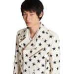 BALMAIN STARS BIKER JACKET IN EMBROIDERED LEATHER