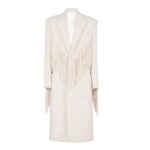 BALMAIN UNISEX LONG FRINGED WOOL AND CASSHMERE COAT