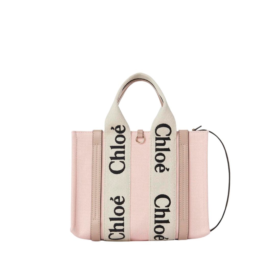 CHLOE SMALL WOODY TOTE BAG POWDER PINK
