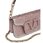 VALENTINO GARAVANI SMALL LOCO SHOULDER BAG WITH RHINESTONES