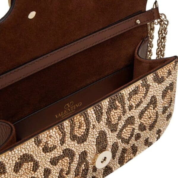 VALENTINO GARAVANI SMALL LOCÒ SHOULDER BAG WITH RHINESTONE ANIMALIER PATTERN - Image 6