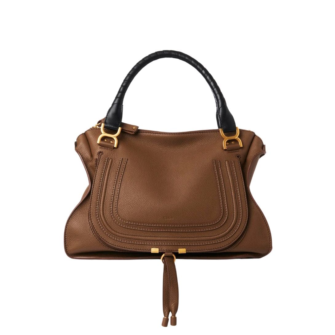 CHLOE MARCIE LARGE DOUBLE CARRY BAG PALM BROWN