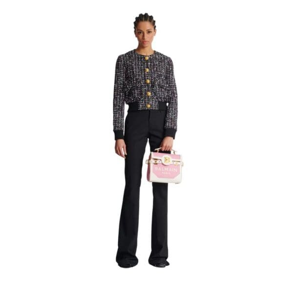 BALMAIN B-BUZZ 23 CANVAS AND LEATHER BAG - Image 3